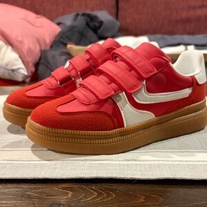 Amazon Red and White Velcro Sneakers